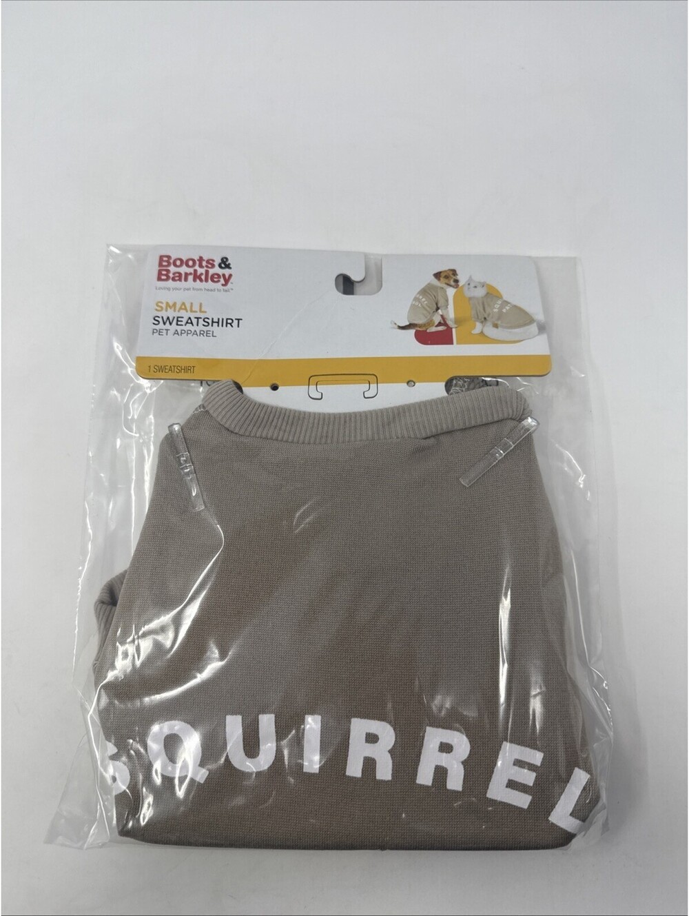 Boots & Barkley Small sweatshirt pet apparel Squirrel Patrol Tan Dogs Or Cats
